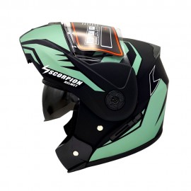 Scorpion Modular Flip-Up Motorcycle Helmet - Dual Visor Matt Finish - Olive Green Black