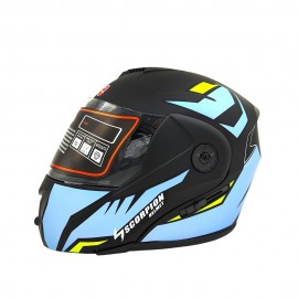 Scorpion Modular Flip-Up Motorcycle Helmet - Dual Visor Matt Finish - Sky Blue Black