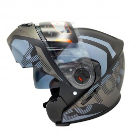 Vector VT 260 Modular Flip-Up Helmet - Dual Visor with Reflector - DOT Certified Matt Grey Black