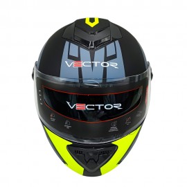 Vector VT 260 Modular Flip-Up Helmet - Dual Visor with Reflector - DOT Certified Matt Black Neon