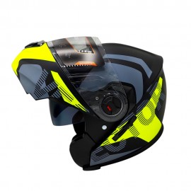 Vector VT 260 Modular Flip-Up Helmet - Dual Visor with Reflector - DOT Certified Matt Black Neon