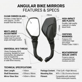 Motorcycle Rear View Mirrors KTM Duke Style Pentagon Side Mirrors Angular Bike Mirrors – Universal 10mm Thread for Street Bikes