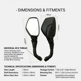 Motorcycle Rear View Mirrors KTM Duke Style Pentagon Side Mirrors Angular Bike Mirrors – Universal 10mm Thread for Street Bikes