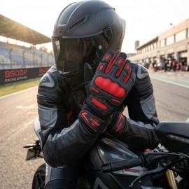 BSDDP All-Season Motorcycle Racing Gloves - Mobile Friendly Breathable Protection with Hard Shell Fist Protector