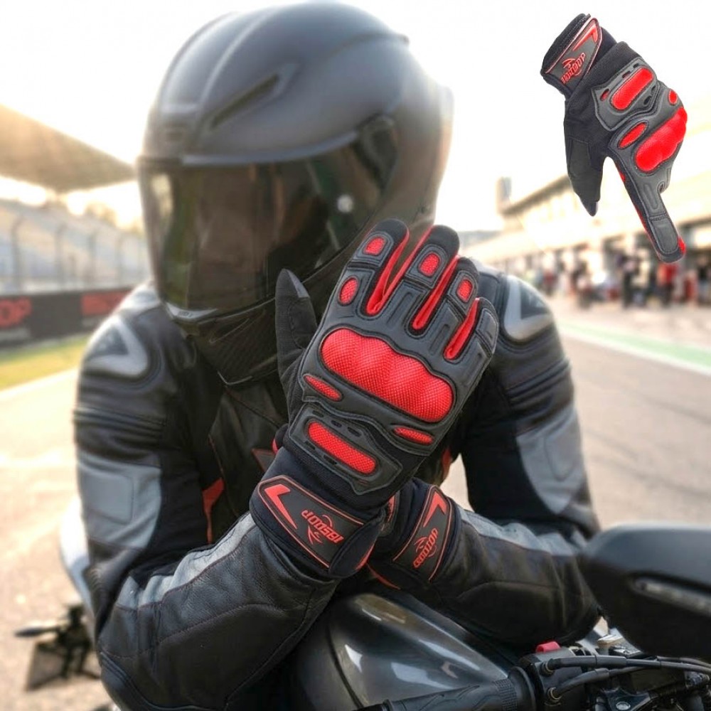 BSDDP All-Season Motorcycle Racing Gloves - Mobile Friendly Breathable Protection with Hard Shell Fist Protector