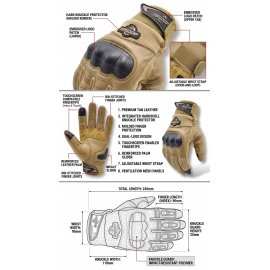 BSDDP Fingerless Tactical Motorcycle Gloves Mobile Friendly – Hard Knuckle Protection & Breathable Leather (Black & Khaki)
