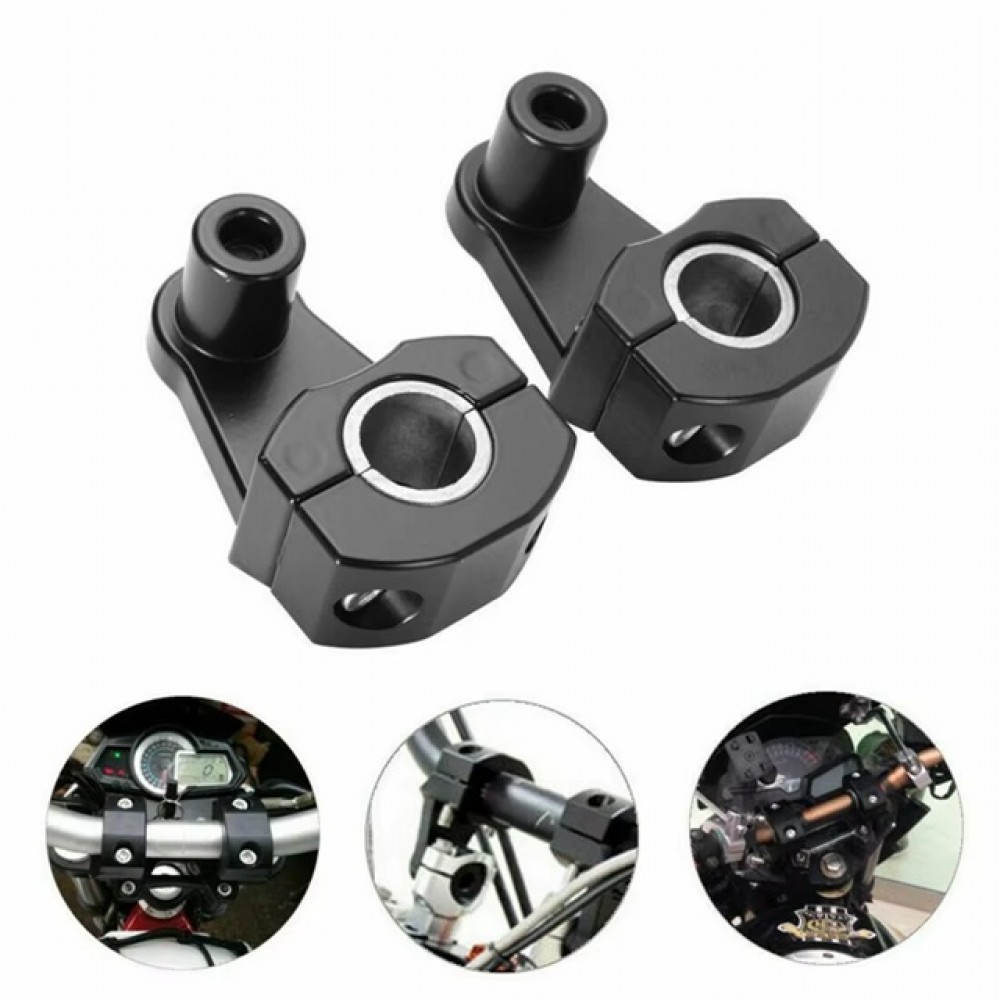 Universal 22mm CNC Aluminum Handlebar Risers - 7/8" Bar Mount Clamp Adapter for All Motorcycles & Off-Road Bikes