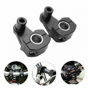 Universal 22mm CNC Aluminum Handlebar Risers - 7/8" Bar Mount Clamp Adapter for All Motorcycles & Off-Road Bikes
