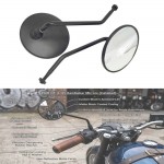 Universal Round Motorcycle Side Mirrors - 10cm Classic Rear view Convex Mirrors with 8mm Thread for Motorbikes & E-Bikes
