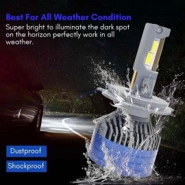 HJG Original 50W H4 LED Headlight | 8000LM w/ Turbo Cooling Fan | White/Color (1pc)