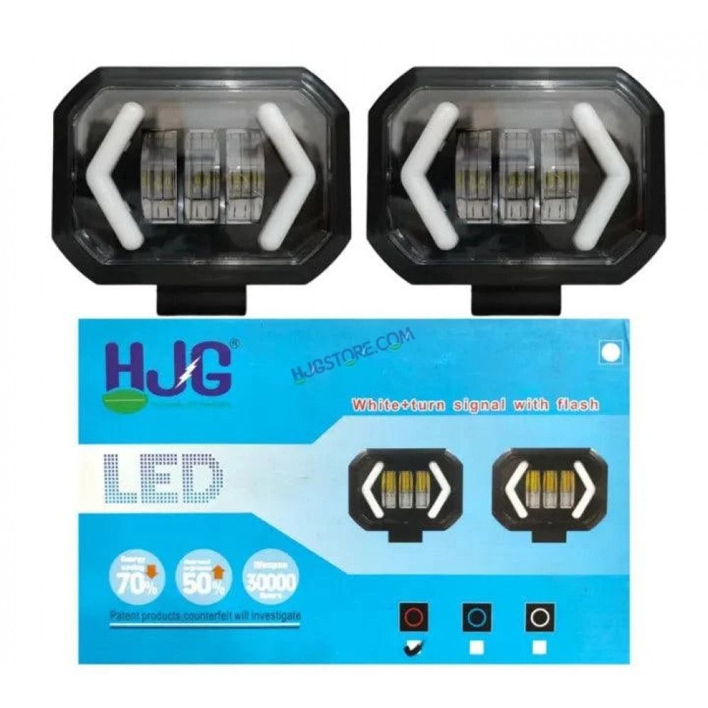 HJG Arrow DRL Square Original Foglight 120W 4 Lens Dual Color White/Yellow LED Foglights (Set of 2)