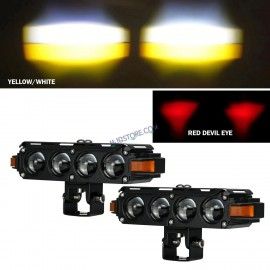 HJG Hazard S62 Foglight 160W | Quad 4 Lens Projector Red DRL & Amber Hazard