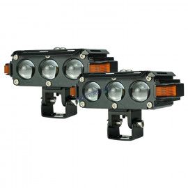 HJG Hazard Series S61 Foglight 120W | Triple 3 Lens Projector with Red DRL & Amber Hazard (2pc)