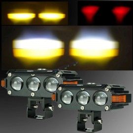 HJG Hazard Series S61 Foglight 120W | Triple 3 Lens Projector with Red DRL & Amber Hazard (2pc)