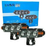 HJG Hazard Series S61 Foglight 120W | Triple 3 Lens Projector with Red DRL & Amber Hazard (2pc)