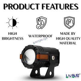 HJG S-82 Foglight Projector Lens Foglight 80W with Hazard Indicator Projector Lens Fog Light 80W Foglight Ultra Wide Dual Intensity LED Fog Lights White/Yellow Universal For All Cars & Bikes 