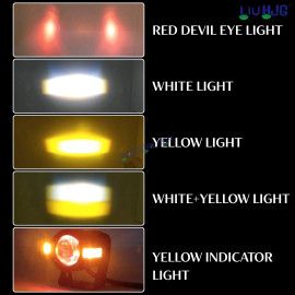 HJG S-82 Foglight Projector Lens Foglight 80W with Hazard Indicator Projector Lens Fog Light 80W Foglight Ultra Wide Dual Intensity LED Fog Lights White/Yellow Universal For All Cars & Bikes 