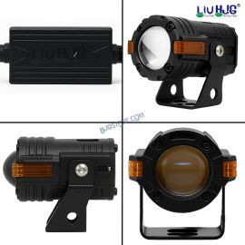 HJG S-82 Foglight Projector Lens Foglight 80W with Hazard Indicator Projector Lens Fog Light 80W Foglight Ultra Wide Dual Intensity LED Fog Lights White/Yellow Universal For All Cars & Bikes 