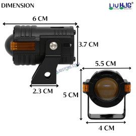 HJG S-82 Foglight Projector Lens Foglight 80W with Hazard Indicator Projector Lens Fog Light 80W Foglight Ultra Wide Dual Intensity LED Fog Lights White/Yellow Universal For All Cars & Bikes 