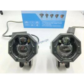 HJG 125 P49 Original Fog Light Hexagon Dual Lens 120W Foglight New Model with Power Adaptor Foglight Ultra Wide Dual Intensity LED Driving Fog Lights White/Yellow (2*60W = 120W Total) Universal For All Cars & Bikes