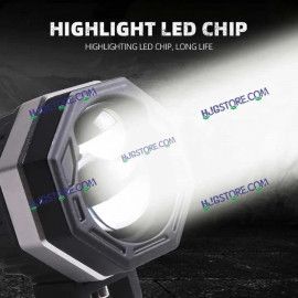 HJG 125 P49 Original Fog Light Hexagon Dual Lens 120W Foglight New Model with Power Adaptor Foglight Ultra Wide Dual Intensity LED Driving Fog Lights White/Yellow (2*60W = 120W Total) Universal For All Cars & Bikes