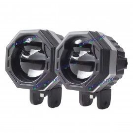 HJG 125 P49 Original Fog Light Hexagon Dual Lens 120W Foglight New Model with Power Adaptor Foglight Ultra Wide Dual Intensity LED Driving Fog Lights White/Yellow (2*60W = 120W Total) Universal For All Cars & Bikes