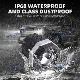HJG 125 P49 Original Fog Light Hexagon Dual Lens 120W Foglight New Model with Power Adaptor Foglight Ultra Wide Dual Intensity LED Driving Fog Lights White/Yellow (2*60W = 120W Total) Universal For All Cars & Bikes