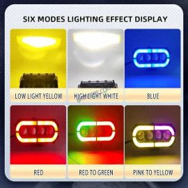 HJG Future 4 Lens with Animated RGB DRL 120W 4 Lens MEGA DRIVE Fog Light For Bike/Car/Thar/Jeep ( Cool White, 60W each * 2 = 120W Total ) - Pack of 2 Future Eyes 4 Lens with RGB Multi DRL