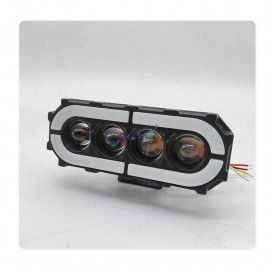 HJG Future 4 Lens with Animated RGB DRL 120W 4 Lens MEGA DRIVE Fog Light For Bike/Car/Thar/Jeep ( Cool White, 60W each * 2 = 120W Total ) - Pack of 2 Future Eyes 4 Lens with RGB Multi DRL