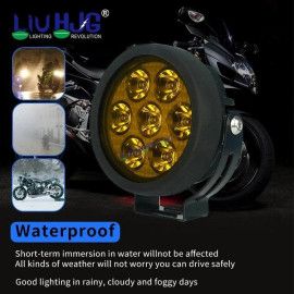 HJG New 7 LED 140W Foglight Foglamp with Yellow Cover 140W 7 LED HJG 140W 7 LED Car Accessories Led Headlights Lights Led Fog Lights For Motorcycle Lights, Set of 2 with Dimmer Controller Wiring Harness Kit, Brightness Controller Wiring