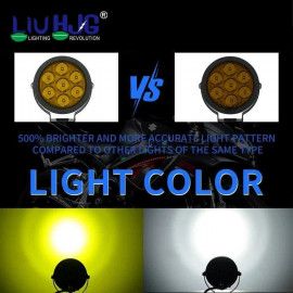 HJG New 7 LED 140W Foglight Foglamp with Yellow Cover 140W 7 LED HJG 140W 7 LED Car Accessories Led Headlights Lights Led Fog Lights For Motorcycle Lights, Set of 2 with Dimmer Controller Wiring Harness Kit, Brightness Controller Wiring