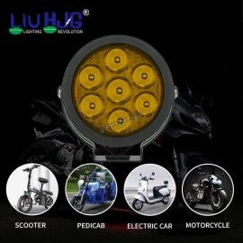 HJG New 7 LED 140W Foglight Foglamp with Yellow Cover 140W 7 LED HJG 140W 7 LED Car Accessories Led Headlights Lights Led Fog Lights For Motorcycle Lights, Set of 2 with Dimmer Controller Wiring Harness Kit, Brightness Controller Wiring