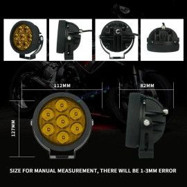 HJG New 7 LED 140W Foglight Foglamp with Yellow Cover 140W 7 LED HJG 140W 7 LED Car Accessories Led Headlights Lights Led Fog Lights For Motorcycle Lights, Set of 2 with Dimmer Controller Wiring Harness Kit, Brightness Controller Wiring