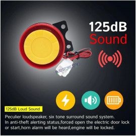HJG Push Button Alarm System Kit Keyless Start One-Way Bike Alarm Kit for Two Wheeler Security HJG Anti-Theft Alarm System Kit (Loud Siren, Flashing Light 125 dB) LIU HJG Push Button Alarm System Kit