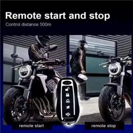 HJG Push Button Alarm System Kit Keyless Start One-Way Bike Alarm Kit for Two Wheeler Security HJG Anti-Theft Alarm System Kit (Loud Siren, Flashing Light 125 dB) LIU HJG Push Button Alarm System Kit