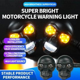 HJG Skull Indicator Skull Shape Turn Signal Lights Indicator Universal for All Bikes Models Turn Signal Lights Motorcycle Set of 2 HJG Skull Indicator