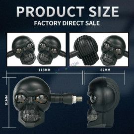 HJG Skull Indicator Skull Shape Turn Signal Lights Indicator Universal for All Bikes Models Turn Signal Lights Motorcycle Set of 2 HJG Skull Indicator