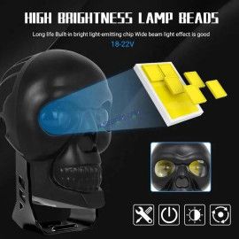 HJG Skull Red DRL Eye Foglight 120W Fog Light For Bike/Car/Thar/Jeep (Red Eye/Cool White/Yellow/Warm White, 120W) - Pack of 2 HJG New Model Skull Foglight, Pack of 2, Red DRL Skull