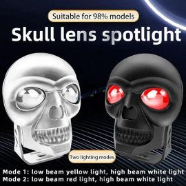 HJG Skull Red DRL Eye Foglight 120W Fog Light For Bike/Car/Thar/Jeep (Red Eye/Cool White/Yellow/Warm White, 120W) - Pack of 2 HJG New Model Skull Foglight, Pack of 2, Red DRL Skull