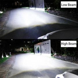 HJG Projector Lens H4 LED Bulb 50W HJG Y6 Projector Light Lamp H4 LED Mini Projector Lens with Fan for Bike Bulb 7000LM Conversion Kit Hi/Lo Beam Headlight 12V/24V for Motorcycle, Set of 1, White