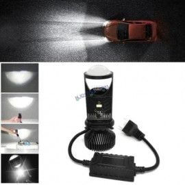 HJG Projector Lens H4 LED Bulb 50W HJG Y6 Projector Light Lamp H4 LED Mini Projector Lens with Fan for Bike Bulb 7000LM Conversion Kit Hi/Lo Beam Headlight 12V/24V for Motorcycle, Set of 1, White