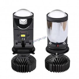 HJG Projector Lens H4 LED Bulb 50W HJG Y6 Projector Light Lamp H4 LED Mini Projector Lens with Fan for Bike Bulb 7000LM Conversion Kit Hi/Lo Beam Headlight 12V/24V for Motorcycle, Set of 1, White