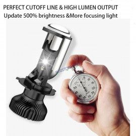 HJG Projector Lens H4 LED Bulb 50W HJG Y6 Projector Light Lamp H4 LED Mini Projector Lens with Fan for Bike Bulb 7000LM Conversion Kit Hi/Lo Beam Headlight 12V/24V for Motorcycle, Set of 1, White