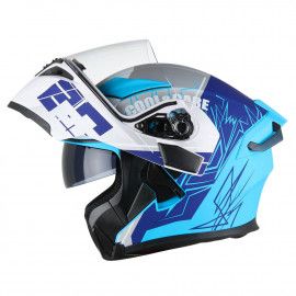 JIEKAI Motorcycle Helmet 902 Blue Rose Motorcycle Uncovered Helmet Flip up Chin Double Visor Full Face New Model