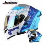 JIEKAI Motorcycle Helmet 902 Blue Rose Motorcycle Uncovered Helmet Flip up Chin Double Visor Full Face New Model