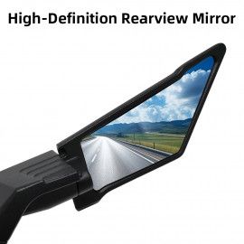 SHENAO Aerodynamic Wind Wing Mirrors | Rotatable Adjustable Metal Body | Universal Fit for Touring (Black)