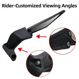 SHENAO Aerodynamic Wind Wing Mirrors | Rotatable Adjustable Metal Body | Universal Fit for Touring (Black)
