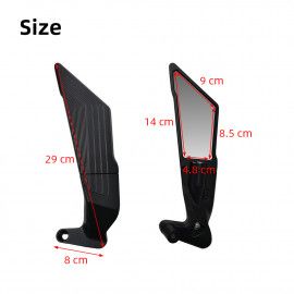 SHENAO Aerodynamic Wind Wing Mirrors | Rotatable Adjustable Metal Body | Universal Fit for Touring (Black)