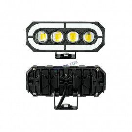 HJG 4 Lens with RGB Ring DRL 4 Projector Lens 2pc Foglight with RGB Ring 4 LED Projector Fog 120W with RGB DRL Foglight Ultra Wide Dual Intensity LED Fog Lights White/Yellow/RGB DRL Projector (120W) Universal For All Cars & Bikes
