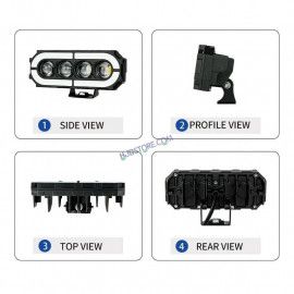 HJG 4 Lens with RGB Ring DRL 4 Projector Lens 2pc Foglight with RGB Ring 4 LED Projector Fog 120W with RGB DRL Foglight Ultra Wide Dual Intensity LED Fog Lights White/Yellow/RGB DRL Projector (120W) Universal For All Cars & Bikes